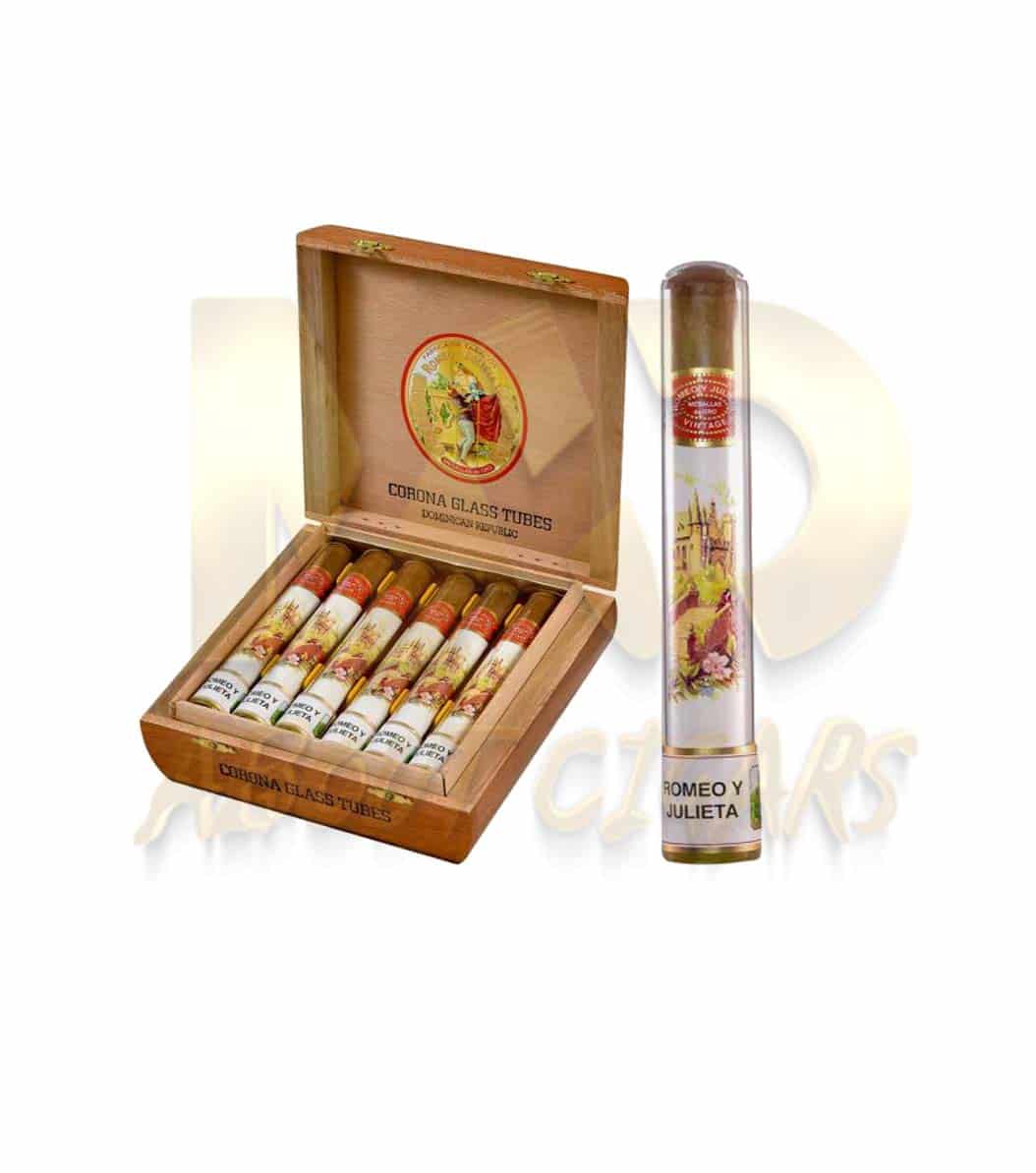 romeo-y-julieta-vintage-corona-tube-natural-box Romeo y Julieta Vintage Corona Glass Tube - Image 1